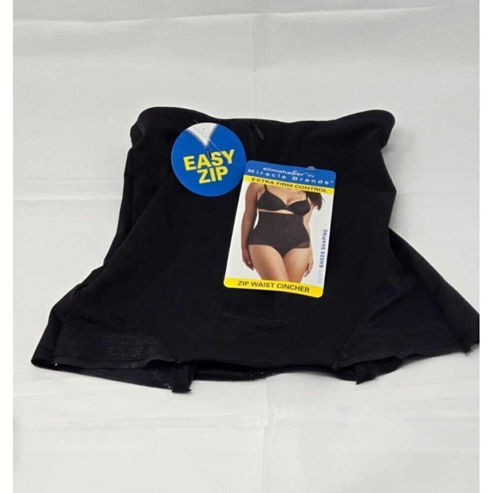 SlimShaper by Miracle Brands Women's Sheer Shaping Waist Cincher Black Size M - Picture 5 of 9